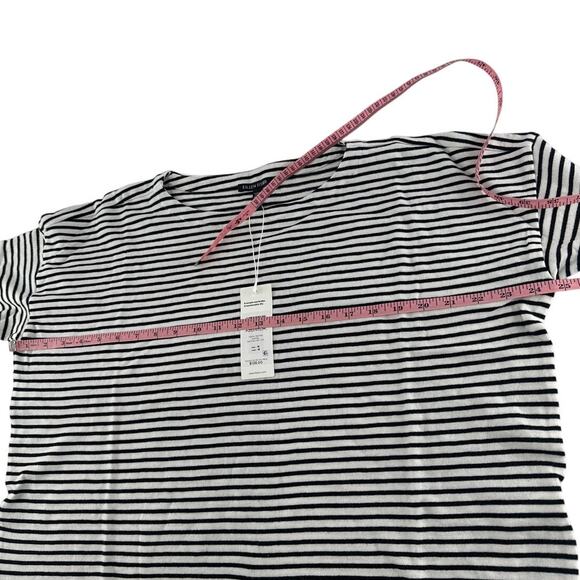 Eileen Fisher Women's Black White Striped Cotton Slub Bateau Neck Top Size M - Picture 8 of 11